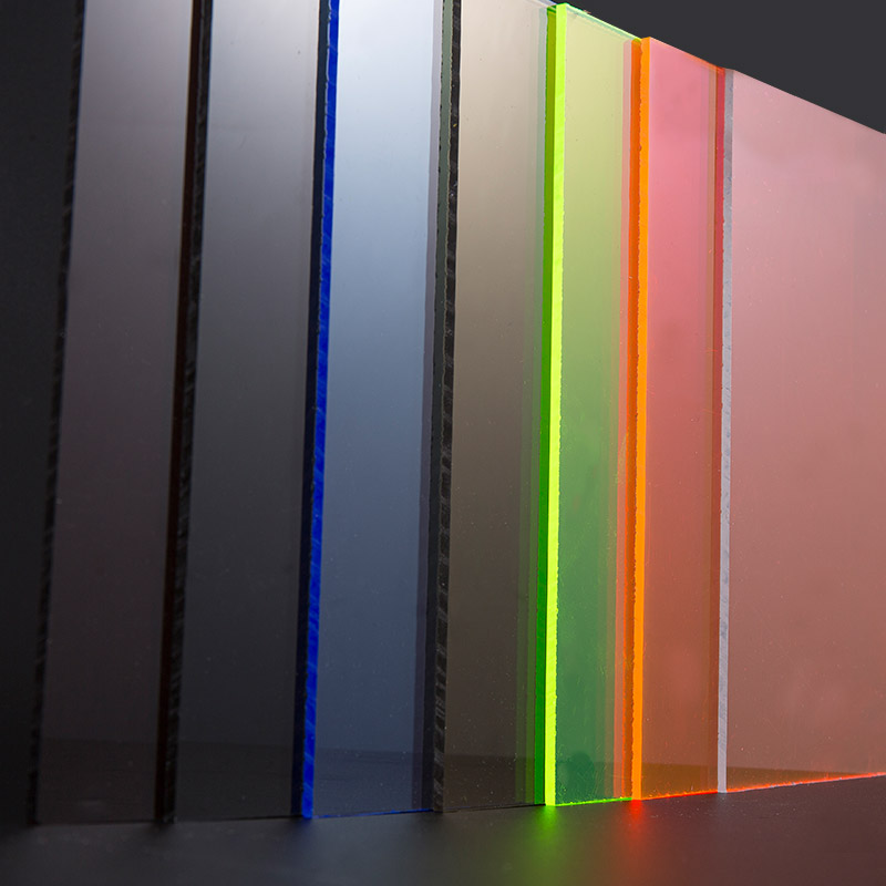 Folha de acrílico colorido translúcido